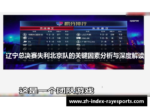 辽宁总决赛失利北京队的关键因素分析与深度解读