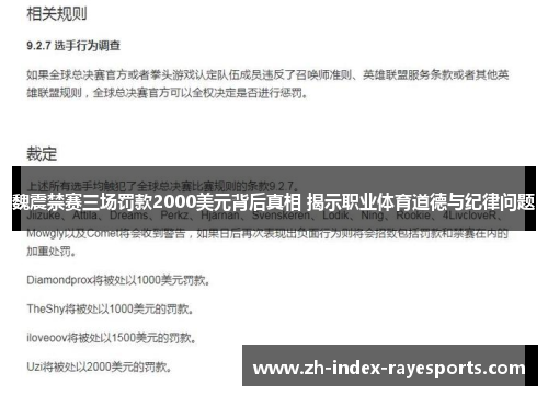 魏震禁赛三场罚款2000美元背后真相 揭示职业体育道德与纪律问题 魏震禁赛三场罚款2000美元背后真相 揭示职业体育道德与纪律问题